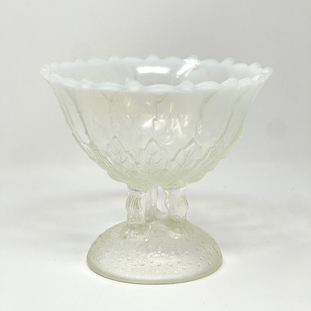 Vintage Antique 1906 EAPG Northwood Hilltop Vines Opalescent Glass Round Compote